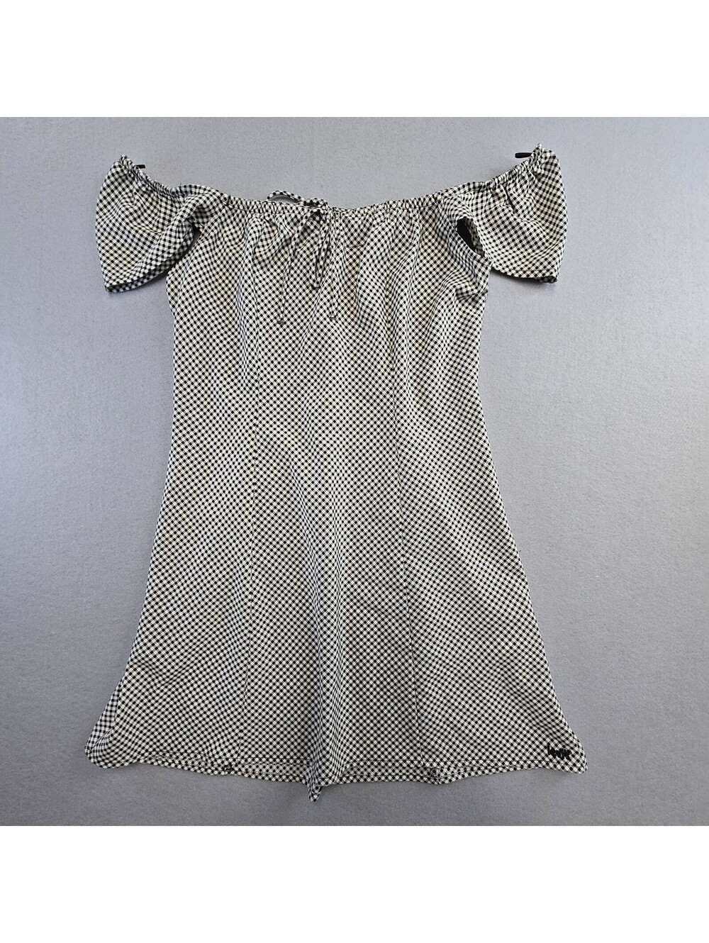 Levis Misha Ruffle Sleeve Gingham Off Shoulder Mini Dress Womens S Black White